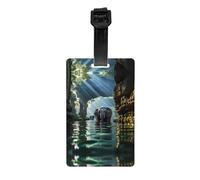 Étiquette d'intimité pour sac de golf éléphant asiatique dans l'eau, porte-documents détachable (8,4 x 5,3 cm), sac d'école pour enfants, étiquette de sac de sport, étiquette de bagage de voyage