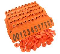 Étiquette d'oreille de bétail 100pcs numéro d'oreille animale en plastique numéroté pour vaches moutons cochons d'identité animal étiqueter de boucle d'oreille Orange 101-200
