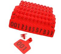 Étiquette d'oreille de bétail 100pcs numéro d'oreille animale en plastique numéroté pour vaches moutons cochons d'identité animal étiqueter de boucle d'oreille rouge 001-100