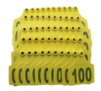 Étiquette d'oreille de bétail 100pcs numéro d'oreille animale en plastique numéroté pour vaches moutons cochons d'identité animal étiqueter de boucle d'oreille jaune 301-400