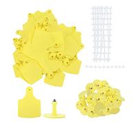 Étiquette d'oreille de bétail en plastique Étiquette d'animal vierge Durable Couleur vive Marquage de suivi haute visibilité pour bovins vaches ferme Jaune 10x7.5cm 100 Ensemble