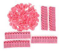 Étiquette d'oreille de chèvre, de porc, de bovins et de moutons, carte d'identification des animaux de ferme, étiquette d'oreille de bétail en plastique souple et durable non (Rose avec des mots