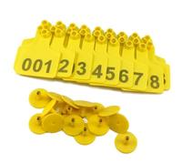 Étiquette d'oreille de Vache en Plastique PE, Identification des Animaux de Ferme, Mouton, Vache, numéro de Vache 001-500 Yellow 4 * 5cm (1.57 * 1.96in) 001-100
