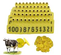 Étiquette d'oreille pour animaux d'élevage, Livestock Ear Tags Pack Of 100 Multicolor Numbered 201-300 For Cattle Sheep Goats Pigs(Yellow 4 * 5cm (1.57 * 1.96in),301-400)