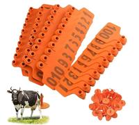 Étiquette d'oreille pour animaux d'élevage, Livestock Ear Tags Pack Of 100 Multicolor Numbered 201-300 For Cattle Sheep Goats Pigs(Orange 4 * 5cm (1.57 * 1.96in),401-500)