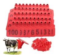 Étiquette d'oreille pour animaux d'élevage, Livestock Ear Tags Pack Of 100 Multicolor Numbered 201-300 For Cattle Sheep Goats Pigs(Red 6 * 7.5cm (2.36 * 2.95in),401-500)