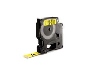 Étiquette DYMO D1 Standard Noir sur Jaune 12mm x 7m Polyester résistant UV et Eau, Température -18°C à 90°C, Compatible LabelManager & LabelWriter 450 DUO