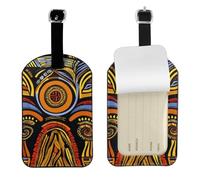 Étiquette élégante imprimée avec motifs nationaux africains - Étiquette de bagage - 10 x 7 cm - Pour valises, sacs de voyage