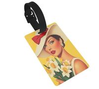 Étiquette élégante portant un chapeau blanc pour bagages, étiquette d'identification pour valise, idéal pour les sacs à dos de voyage et de croisière