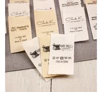 Étiquette en coton faite à la main avec logo ou texte, accessoires de couture, étiquettes pour choses tricotées, personnalisée, personnalisation, étiquettes cadeaux, 25x50mm No.2 beige 100 pcs