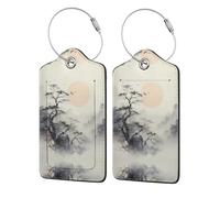 Étiquette imprimée « Where to See The Moon » en cuir PU, convient pour les sacs à main, les étiquettes de sac de voyage, les étiquettes de bagages, noir, 2 PCS