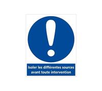 Etiquette Isoler les différentes sources avant toute intervention (C1529). Signalisation Photovoltaïque -