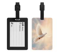 Étiquette lumineuse blanche colombe en vol pour bagage de voyage, valise, bagage