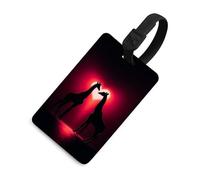 Étiquette minimaliste avec silhouette de deux animaux dans l'obscurité pour bagages, sac de voyage, valise, étiquettes nominatives