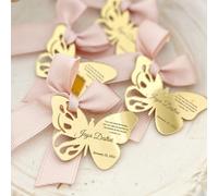 Étiquette Miroir Acrylique Personnalisée For Faveur De Fiançailles, Étiquette Cadeau De Fête Papillon, Étiquette Cadeau De Baptême, Logo De Nom De Lettrage
