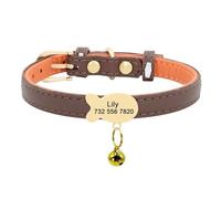 Étiquette Nominative en Forme De Poisson Ornée De Cloches, Charmants Colliers pour Chats Et Chiens, Étiquettes D'identification Personnalisées Réglables, Colliers pour Animaux De Compagnie,Brun,S