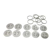 Étiquette numérotée en acier inoxydable, Étiquettes rondes en métal acier inoxydable, plaques creuses argentées, 30 pièces 1-30 23mm for clés