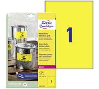Etiquette plastique Avery-Zweckform L6111-20 210 x 297 mm film de polyester jaune 20 pc(s) fixation permanente
