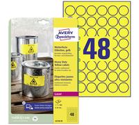 Etiquette plastique Avery-Zweckform L6128-20 Ø 30 mm film de polyester jaune 960 pc(s) fixation permanente