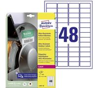 Etiquette plastique Avery-Zweckform L7911-10 45.7 x 21.1 mm film de polyéthylène blanc 480 pc(s) fixation permanente