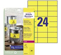 Etiquette plastique Avery-Zweckform Wetterfeste Folien-Etiketten, Laser 70 x 37 mm film de polyester jaune 480 pc(s) fixation permanente