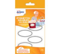 Avery Étiquettes solubles SOLUB18 ovales 55 x 29 mm Pack de 18 Blanc
