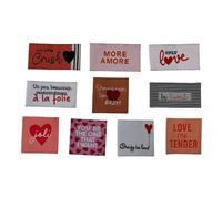 Étiquette tissée à coudre Lot de 10 Message Fun Customisation textile Thème Amour