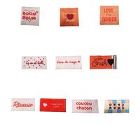 Étiquette tissée à coudre Lot de 10 Message Fun Customisation textile Thème Amour