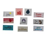 Étiquette tissée à coudre Lot de 10 Message Fun Customisation textile Thème Bébé