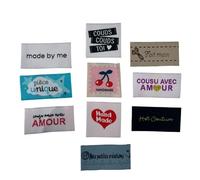 Étiquette tissée à coudre Lot de 10 Message Fun Customisation textile Thème Fait Main
