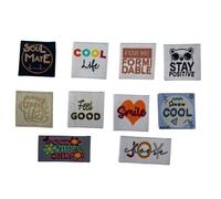 Étiquette tissée à coudre Lot de 10 Message Fun Customisation textile Thème Mood