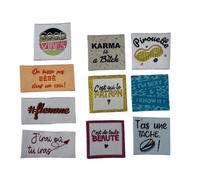 Étiquette tissée à coudre Lot de 10 Message Fun Customisation textile Thème Petites Phrases