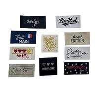 Étiquette tissée à coudre Lot de 10 Message Fun Customisation textile Thème Pour Offrir