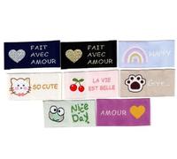 Etiquette tissée à coudre Lot de 8 Fun 2,50 x 5 cm
