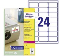 Etiquette ultra-adhésives Avery-Zweckform L6141-20 63.5 x 33.9 mm film de polyester blanc 480 pc(s) fixation permanente