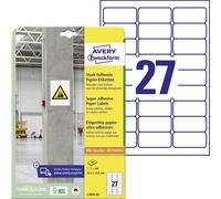 Etiquette ultra-adhésives Avery-Zweckform L7874-20 63.5 x 29.6 mm papier blanc 540 pc(s) fixation permanente , fixation forte