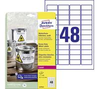 Etiquette ultra-résistantes Avery-Zweckform Wetterfeste Folien-Etiketten, Laser 45.7 x 21.2 mm film de polyester blanc 384 pc(s) fixation permanente