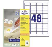 Etiquette universelles Avery-Zweckform L4736REV-100 45.7 x 21.2 mm papier blanc 4800 pc(s) décollable