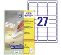 Etiquette universelles Avery-Zweckform L4737REV-100 63.5 x 29.6 mm papier blanc 2700 pc(s) décollable