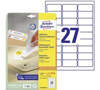 Avery Étiquettes universelles L4737REV-25 63.5 x 29.6 mm papier blanc décollable 810 pcs