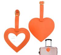 Etiquette valise voyage avion, 2 Étiquettes de coffre de sécurité Étiquettes de coffre étanches en Pu avec boucle réglable et nom adresse sac de voyage carte téléphonique - orange Love