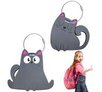 Etiquette valise voyage avion, 2 étiquettes de coffre en étanche gris chat mignon avec nom adresse carte de téléphone PVC voyage scolaire Étiquette de coffre