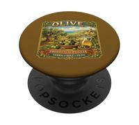 Étiquette Vintage Caisse d'olive des Pouilles Souvenir de la Mer Méditerranée PopSockets PopGrip Adhésif