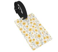 Étiquettes à bagages aquarelle jaune marguerite et fleur sauvage, idéales pour les sacs à dos de voyage et de croisière