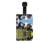 Étiquettes à bagages avec couverture arrière intégrale - Motif vache noire et blanche - Identifiant de valise lumineux pour voyage, croisière et plus encore