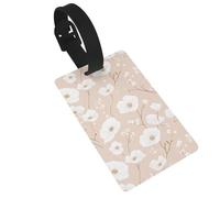 Étiquettes à bagages avec fleurs blanches sur un pastel - Idéales pour les sacs à dos de voyage et de croisière