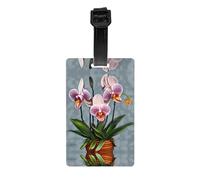 Étiquettes à bagages avec impression d'orchidées florales avec couverture d'intimité à l'arrière - Étiquette d'identification en PVC durable pour valises, sacs de voyage