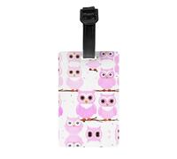 Étiquettes à bagages avec imprimé hibou mignon avec couverture arrière intégrale - Étiquette d'identification en PVC durable pour valises, sacs de voyage
