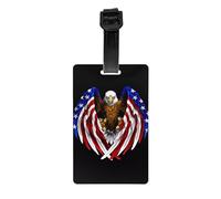 Étiquettes à bagages avec motif aigle patriotique des États-Unis avec couverture de confidentialité à l'arrière - Étiquette d'identification en PVC durable pour valises, sacs de voyage