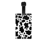 Étiquettes à bagages avec motif vache noire et blanche avec couverture arrière intégrale - Identificateur de valise lumineux pour voyage, croisière et plus encore
